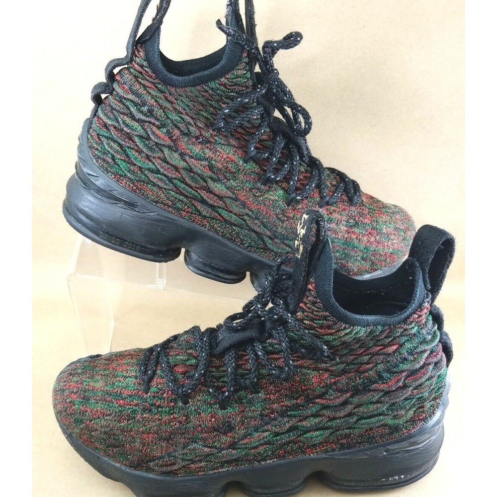 Nike LeBron (Sz 6 Y) 15 XV GS BHM 943762-900 Kids Boys Black Green Red